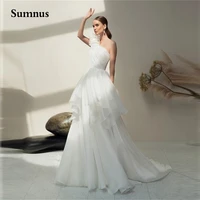 sumnus boho a line charming wedding dress one shoulder chiffon long sweep train simple bridal gowns plus size