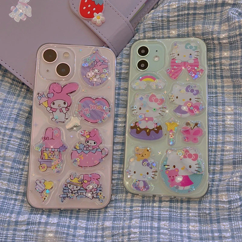 Sanrio Hello Kitty My Melody Cinnamoroll Quicksand Phone Case For Iphone 11 12 13 Pro Max Mini X Xs Xr 7 8 Plus Shockproof Cover