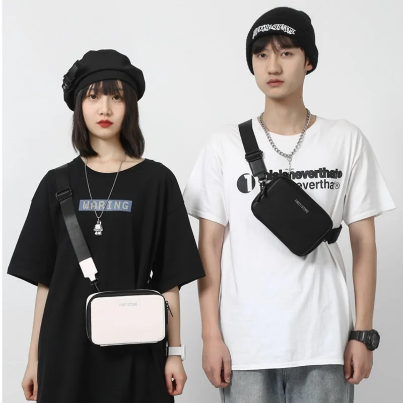 

Small Box Bag Mans PU Leather Shoulder Messenger Bag Mini Square Crossbody Cell Phone Bag Fashion Couple Models Purse Handbag