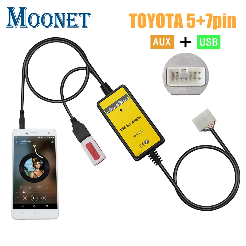 

Автомобильный адаптер Moonet для замены компакт-дисков и MP3 AUX USB-входной адаптер (5 + 7 контактов) для Toyota Yaris Camry Corolla Avensis RAV4 и Lexus