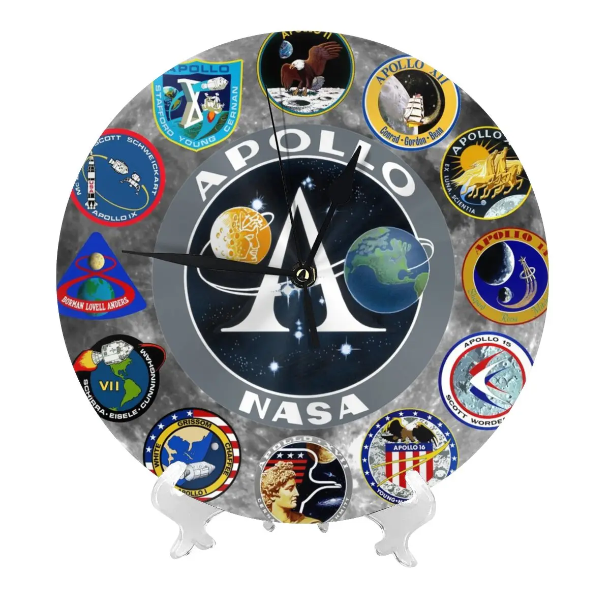 Фото Настенные часы с логотипом Apollo Mission, современные 3D, для дома, офиса, отеля, ресторана, школы, декоративные №1