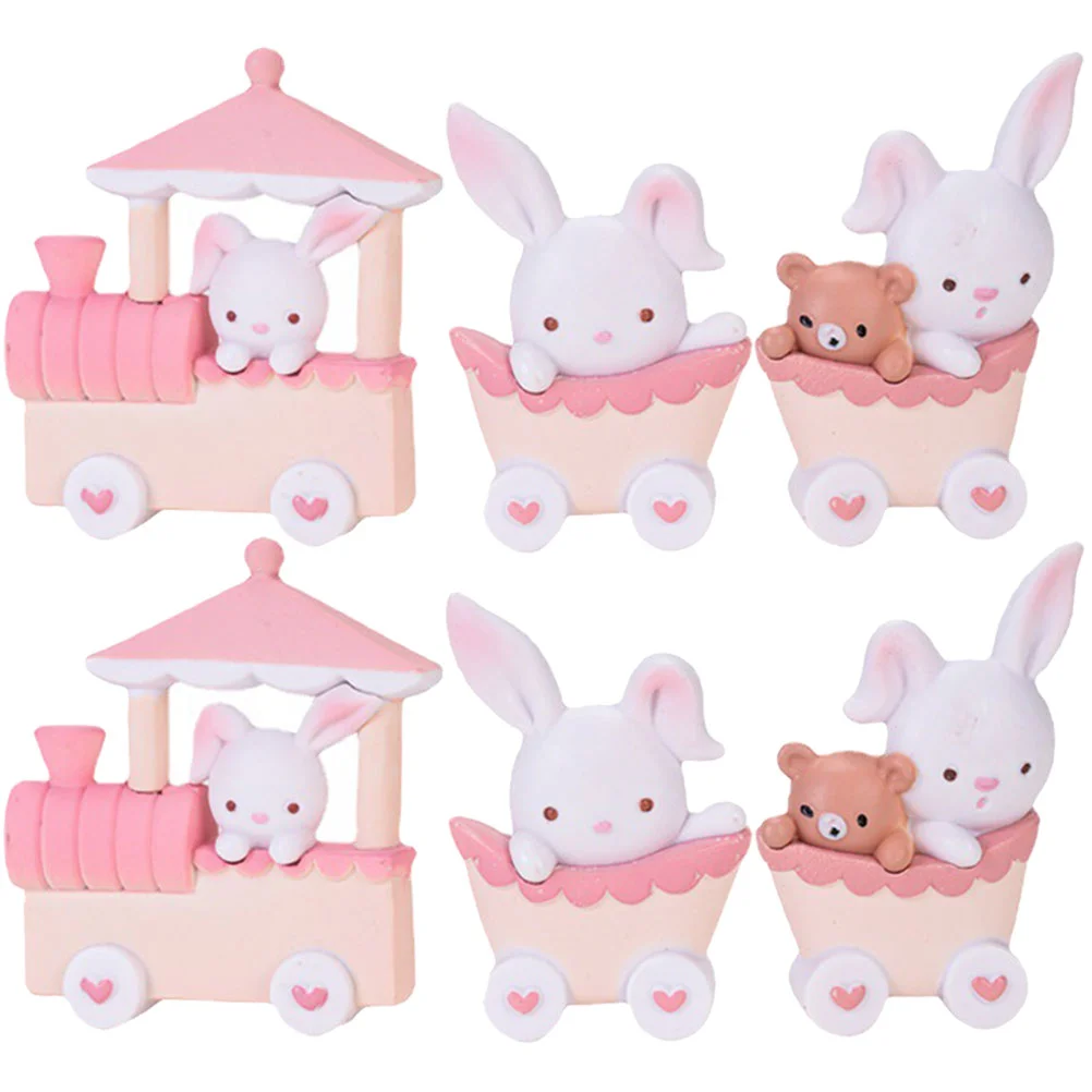 

Easter Rabbit Train Bunny Figurines Decor Figurine Decorations Cupcake Miniature Spring Table The Statue Year Yoppers Figures