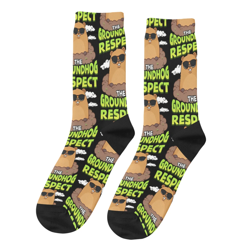 

Retro Cute Funny Respect The Groundhog Men's Socks Groundhog Animal Unisex Street Style Seamless Printed Funny Crew Sock Gift