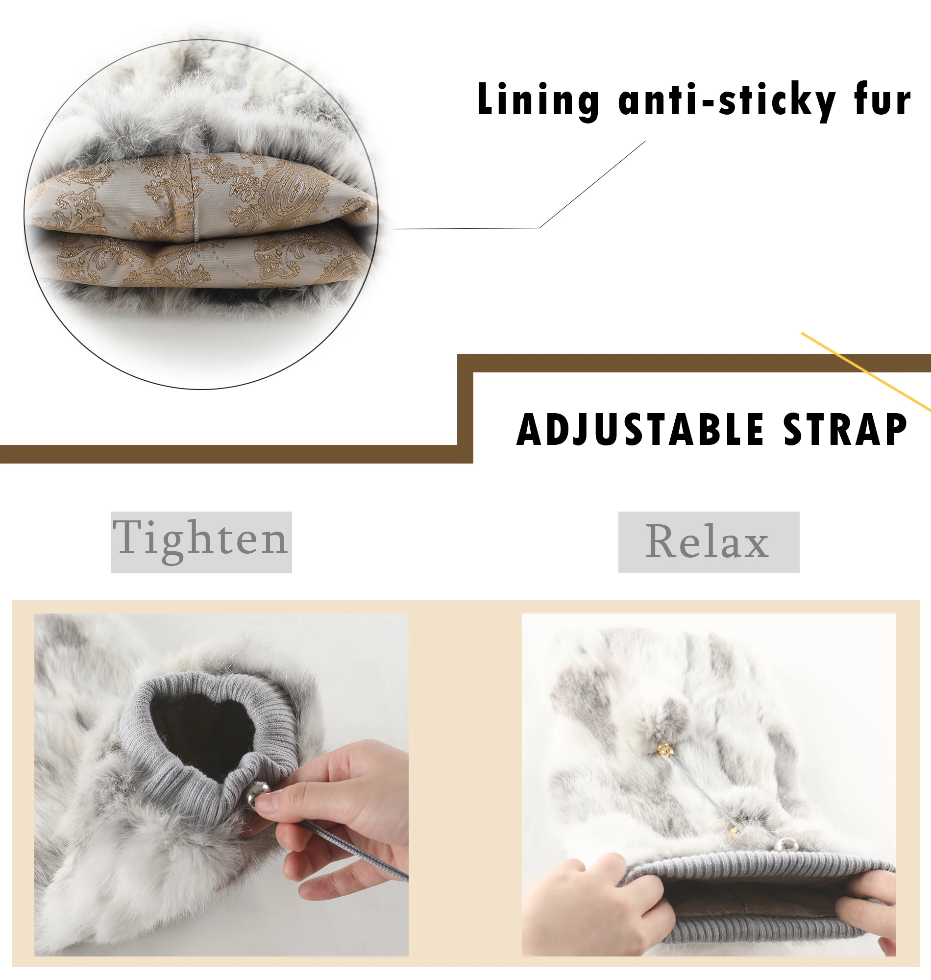Knee Pads Knee Brace Fur Leg Warmer Real Rabbit Fur Women's Foot Warmer Winter Accessories Knee Retainer Fur Story FS080101