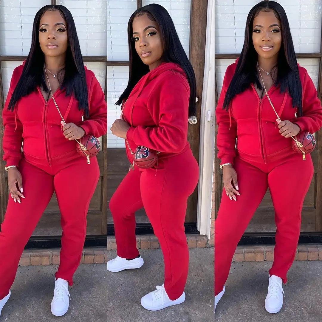 Осенне-зимние женские утепленные теплые спортивные костюмы новая карманная