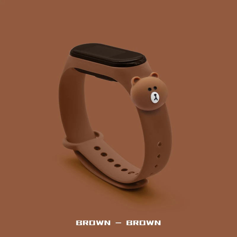 For Mi Band 7 6 5 4 3 Strap Doll Patch Silicone Strap Smart Bracelet Belt Cute Replacement For XiaoMi band 6 5 4 Strap Wristband