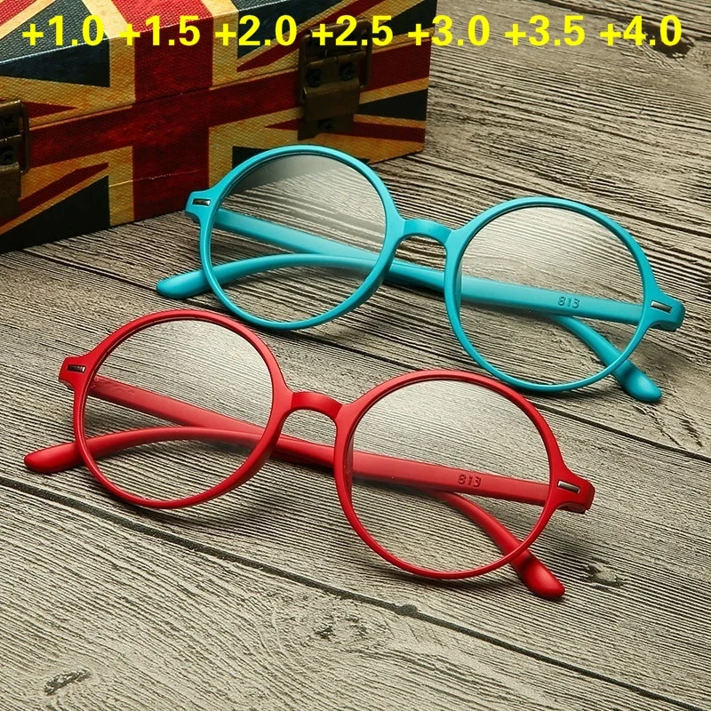 

New round frame ultra-light reading glasses TR90 high-definition reading glasses portable gift for parents magnifying glass