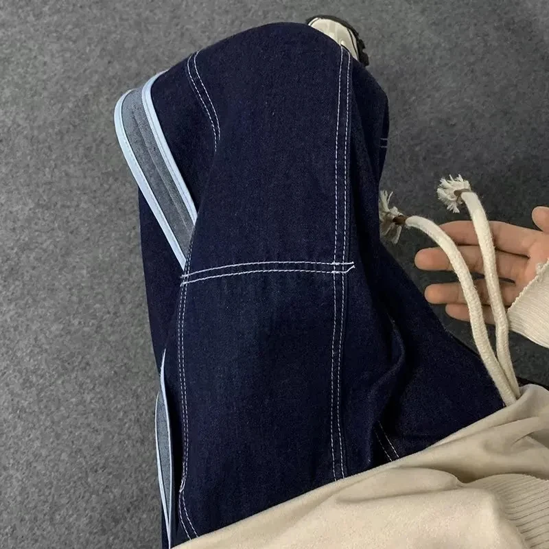 Streetwear Elastic Waist Jeans For Men Y2k Straight Pants Fashion Baggy Denim Jeans 2022 Trend Trousers Hip Hop Men Clothing