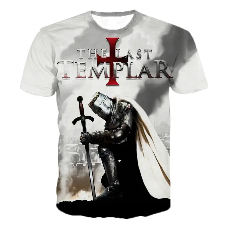 

Fashion Knights Templar 3d Printed T-shirt O-neck Men Casual Short Sleeve T-shirt Knights Templar Streetwear Harajuku