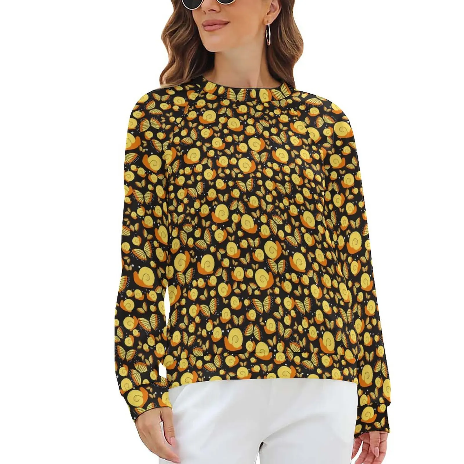 

Gold Snail Print Hoodies Autumn Butterfly Shell Hip Hop Oversized Hoodie Female Long Sleeve Aesthetic Design Casual Sweatshirts