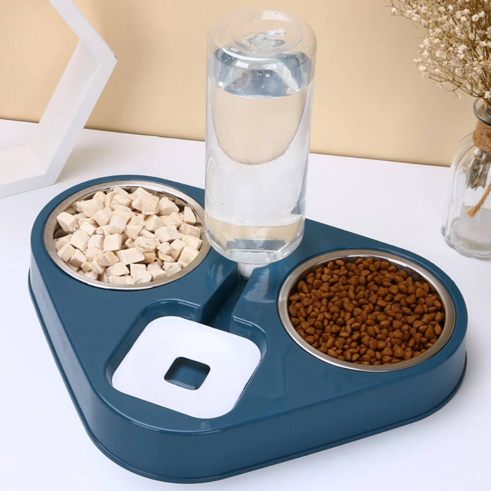 

Dog Cat Feeder Bowl Automatic Drinking Bowl With 500ML Dog Water Bottle Cat Food Bowl Pet Stainless Steel Double Bowl 3 Bowls