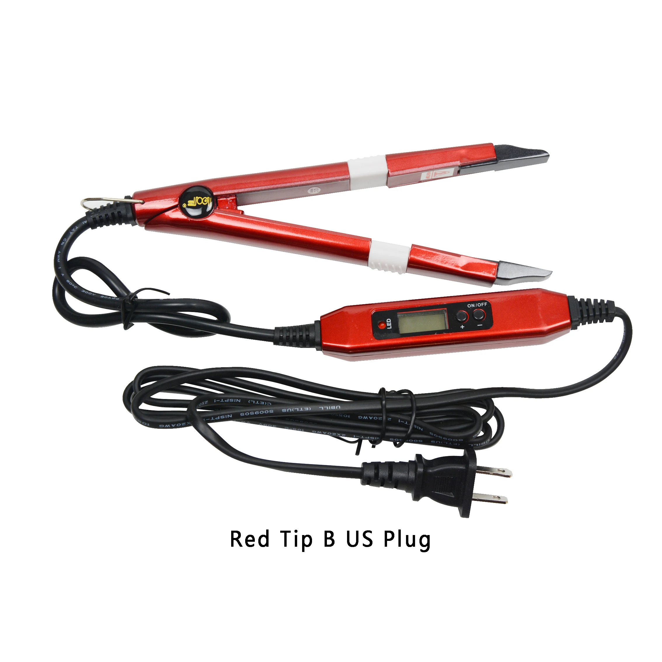 

1 pc Red Hair Extension Fusion Iron Connector Keratin Bonding Tools Adjustable Temperature Fusion Heat Connector