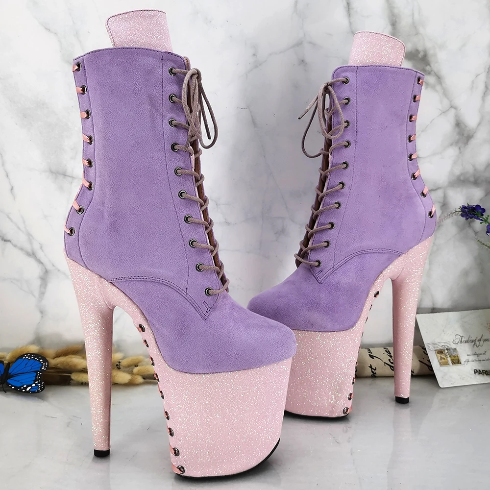 Leecabe 20CM/8inches Pole dancing shoes High Heel platform Boots closed toe Pole Dance boots