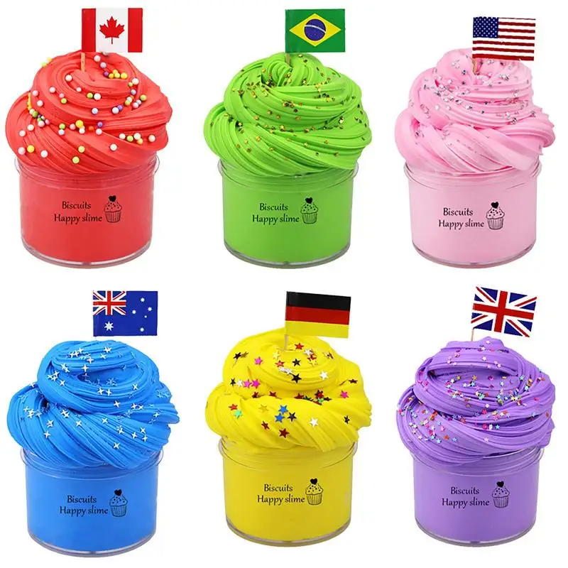 

Butter Slime Kit Kids Educational Learning Putty Soft Clay Fluffy Foam Slime Colorful Stretchy Slime Non Sticky Flag Fluffy Mud