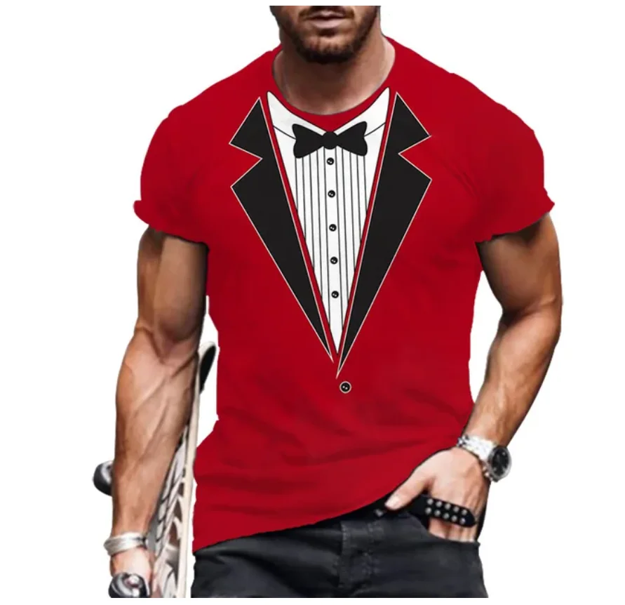 

Новинка лета 2024, Мужская футболка с коротким рукавом, искусственный костюм, уличная одежда, 3D майка, модный смешной топ с 3D рисунком