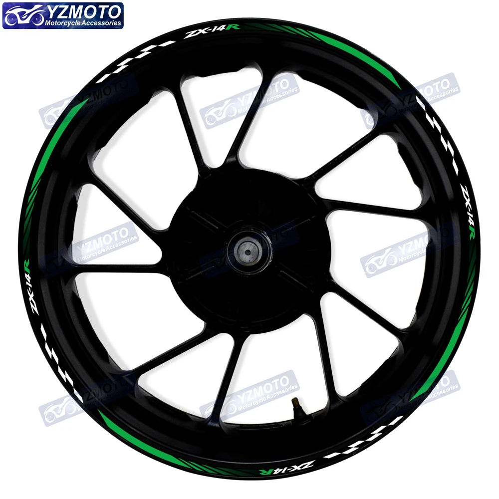 Для Kawasaki ZX-14R ZX14R, мотоциклетная Передняя и задняя 17-дюймовая наклейка на ступицу колеса, водонепроницаемые светоотражающие наклейки на обод, наклейка
