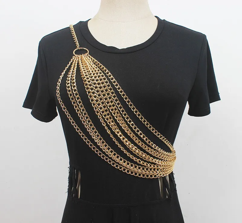 XFSPARKLERetro 2024 простая темпераментная поясная цепочка многослойная металлическая