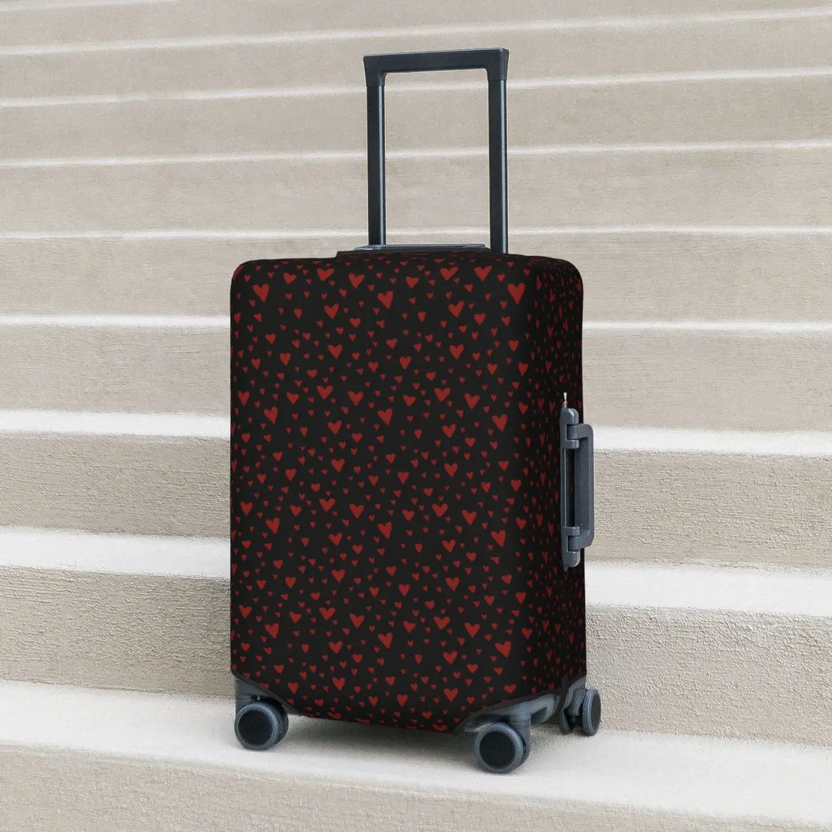

Red Hearts Suitcase Cover Love Valentine Travel Protector Holiday Strectch Luggage Accesories