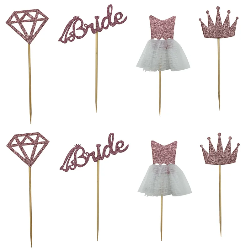 8 шт. кольцо с бриллиантом для невесты корона топперы кексов свадебного душа