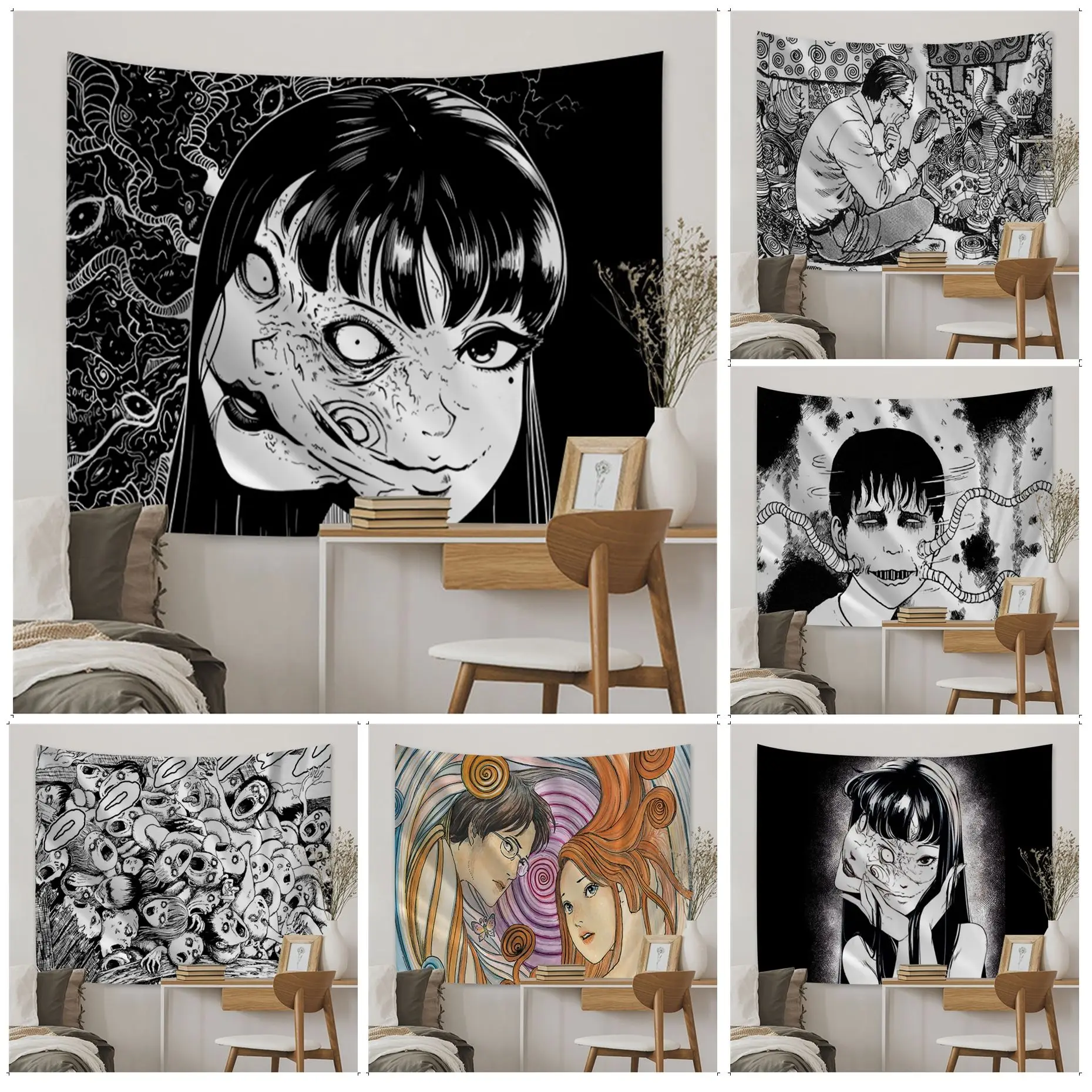 

Junji Ito Tapestry Art Printing Bohemian Wall Tapestries Mandala Home Decor