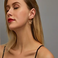 new zircon butterfly key heart shape earrings for beautiful girls women aretes kolczyki vintage s925 silver needle kpop jewelry