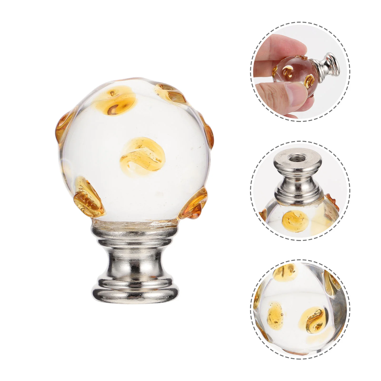 

2 Pcs Lampshade Decorative Head Light Screw Caps Table Knob Glass Top Finial Knobs Decoration Stainless Steel Accessory