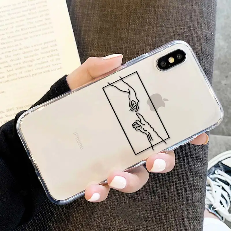 Mona Lisa Art David lines Painted Pattern Case For iPhone 14 13 12 11 XS MAX XR 8 Plus SE2020 Transparent TPU Phone Cover Coque
