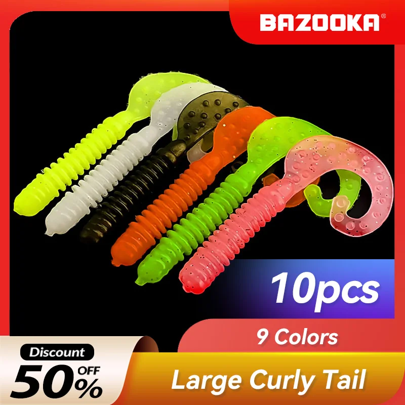 

Bazooka Soft Lures Silicone Fishing Bait TPR Wobblers Paddle Worm Curly Easy Shiner Shad Swimbait Artificial Tackle Bass Pike