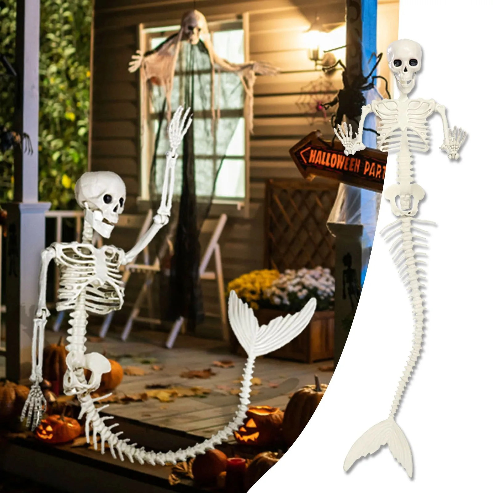 

Halloween Garden Ornament Graveyard Skull Movable Skeleton Fake Human Bones Decoration Horror Scary Home Evil Party Supplies