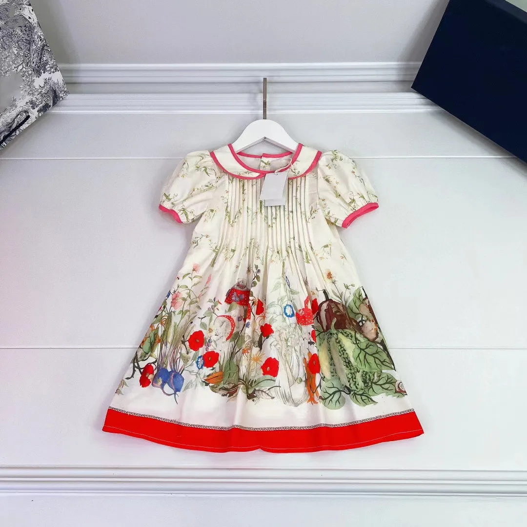 

2023 Summer Children's Wear New Dress Girl's print Doll Collar Outdoor Lovely Princess Dress