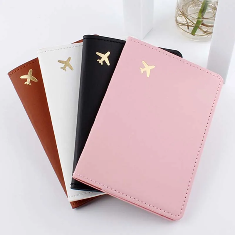 

Lover Couple Passport Cover Hot Stamping Simple Plane Women Men Travel Wedding Passport Cover Holder Fashion Wedding Gift