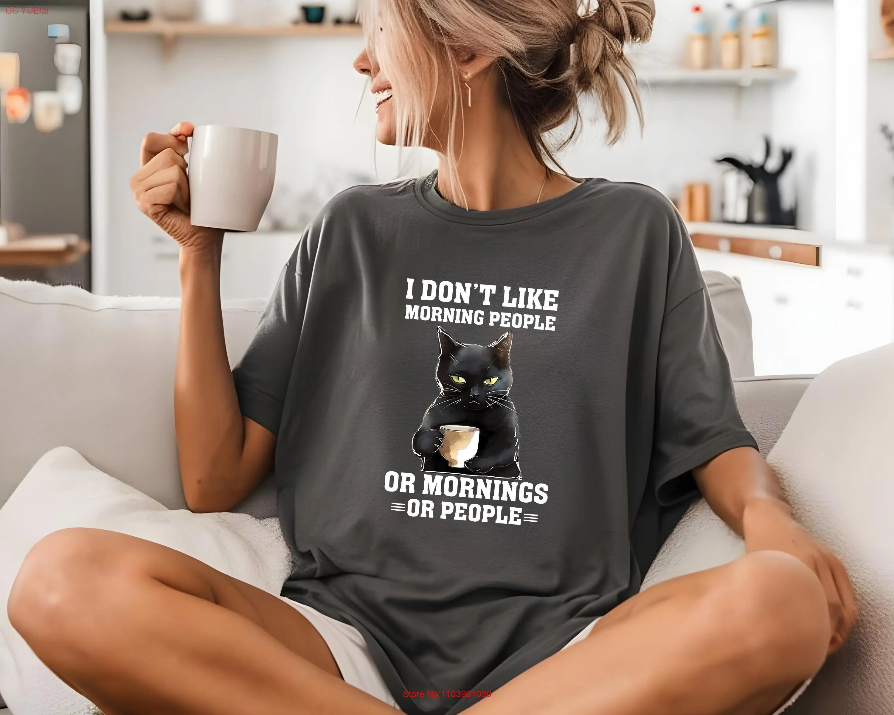Футболка Comfort Colors I Don't Like Morning People Funny CaT Animal Sayings For Lover с длинными или короткими