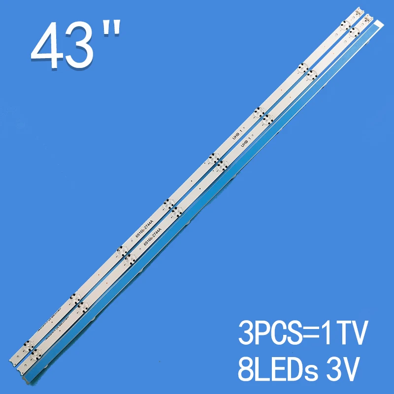 

Новинка 3 шт. * 8 светодиодов для LG 43 "TV V16.5 ART3 2744 REV0.1 1 6916L-2744A 6916-2743A LC430DGE(FJ) 43UH620V 43UH610T 43UH630V 43UH603V