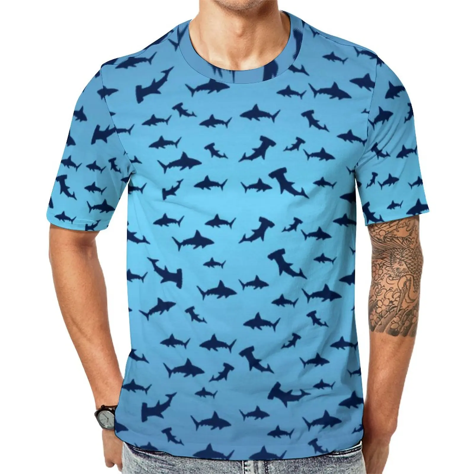 

Shark Art Print T-Shirt Hammerhead Sharks Cool T-Shirts Short-Sleeved Graphic Tshirt Cheap Summer Casual Plus Size Clothes