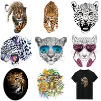 leopard thermal stickers iron on patch diy t shirt heat press appliqued parches ropa clothes stickers hoodies iron on transfers
