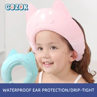 cozok baby shampoo cap ear protection waterproof cartoon fox children bath shower cap silicone shampoo cap bath products