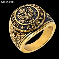 gold color usa military ring badge eagle united states marine corps us army men stainless steel rings wholesale