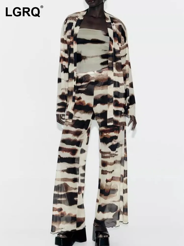 

LGRQ 2023 Оригинальная Повседневная рубашка с индивидуальным принтом, прямые брюки, женская модная уличная одежда 19F4114