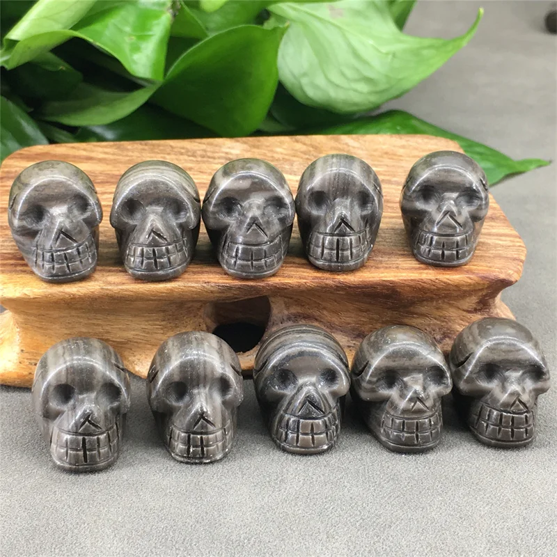 

10 шт. оптовая продажа хрустальная резьба 2 см неизвестный камень маленький череп статуя коллекция ремесло подарок маленький орнамент