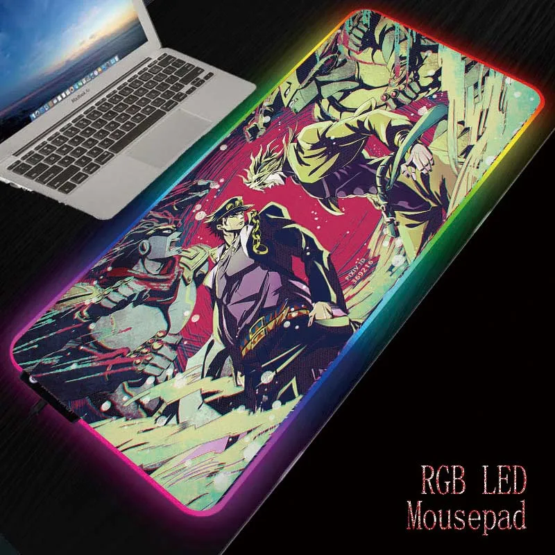 

Anime Jojo Bizarre Adventure LED Gaming RGB Large XXL Gamer Mouse-pad USB Backlit Rubber Computer Pad Keyboard Desk Mat
