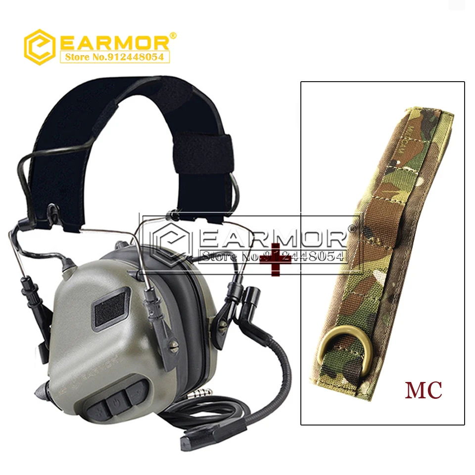 

EARMOR Tactical Headset M32 MOD4 Cadet Grey & Tactical Headset Headband Cover M61 Shooting Noise Clearance Communication