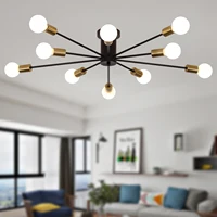 Ganeed Semi Flush Mount Ceiling Light, 10-Light Modern Black Sputnik Chandelier Industrial Ceiling Lamp for Kitchen Dining Room