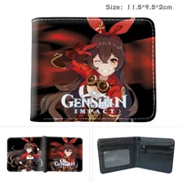 game genshin impact wallet short purse fashion pu purse anime hutao ganyu klee zhongli xiao kazuha venti wallet christmas gift