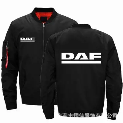 

Новая осенне-зимняя мужская Летающая куртка с логотипом грузовика DAF, модная утепленная ветровка, теплая Повседневная бейсбольная куртка на молнии