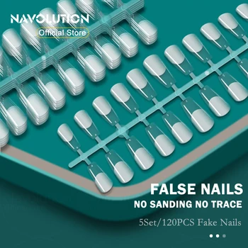 120pcs False Nails Acrylic Press on Nails Coffin Artificial Nails Clear/Semi-matte Tips for Extension Manicure Tool 1