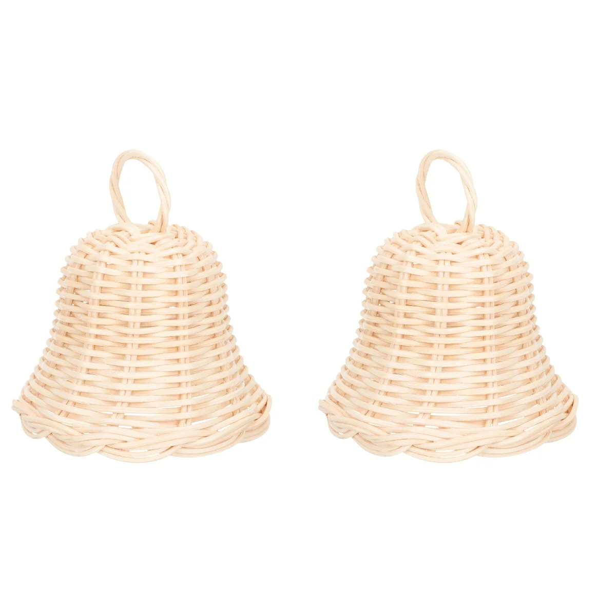 

Christmas Bells Rattan Wicker Hanging Ornaments Treebell Jingle Vintage Rustic