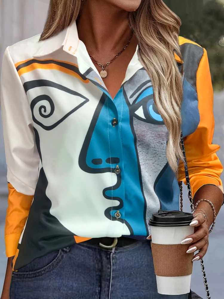 Женская рубашка с длинным рукавом элегантная повседневная Свободная