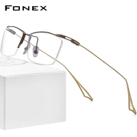 fonex titanium glasses frame men 2022 new semi rimless square prescription eyeglasses half optical frame eyewear act four