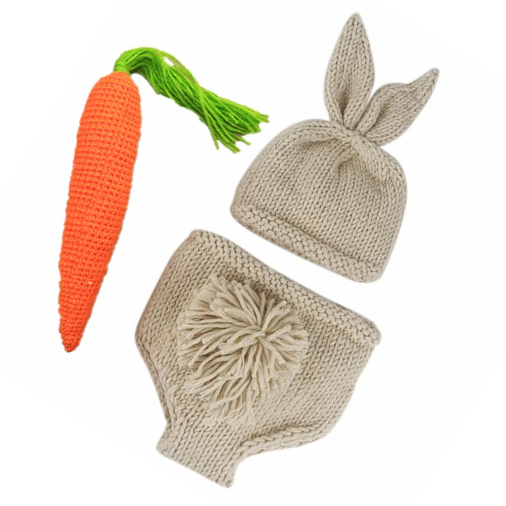 

Easter Baby Photo Costume Newborn Rabbit Bunny Photography Knitted Outfits Prop Props Outfit Carrot Toddler Clothes Diaper Set