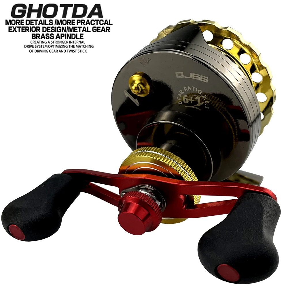 GHOTDA Raft Fishing Reel Outdoor Ice Fly Raft Fishing Accessories Metal Reel Wheel Winter Fishing Wheel Tackle Goods